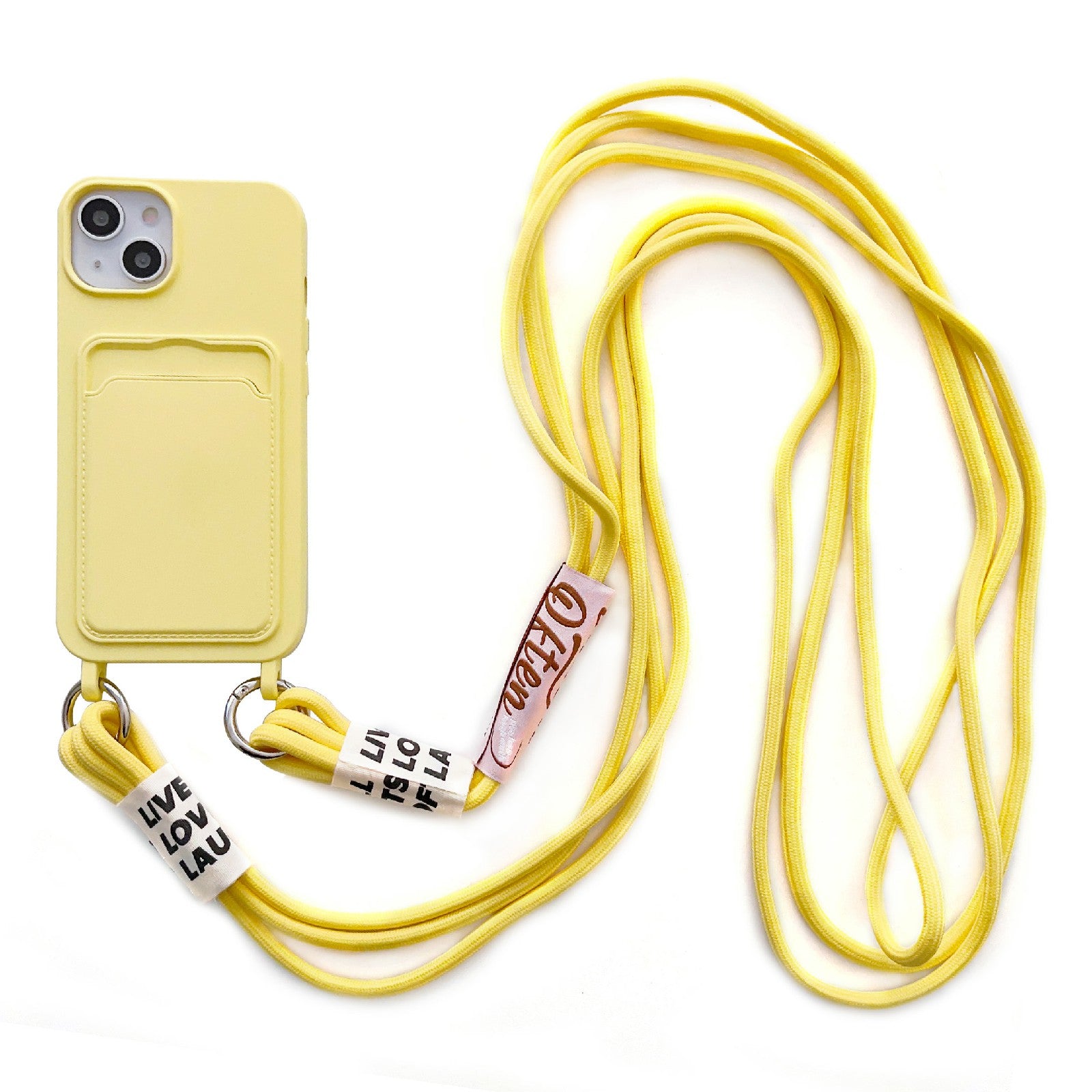 For iPhone 13 6.1 inch Liquid Silicone Card Slot Phone Case Anti-Scratch Shockproof Cover with Long Strap For iPhone 13 6.1 inch Liquid Silicone Card Slot Phone Case Anti-Scratch Shockproof Cover with Long Strap